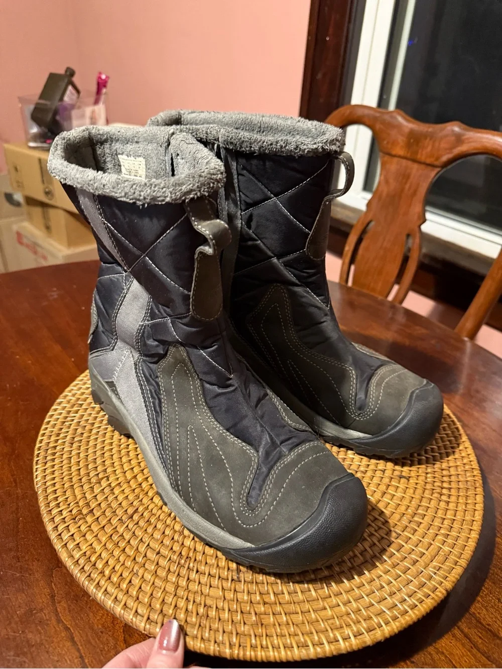 Keen Black and Navy Keen Warm Insulated‎ Winter Boots with Gray Trim